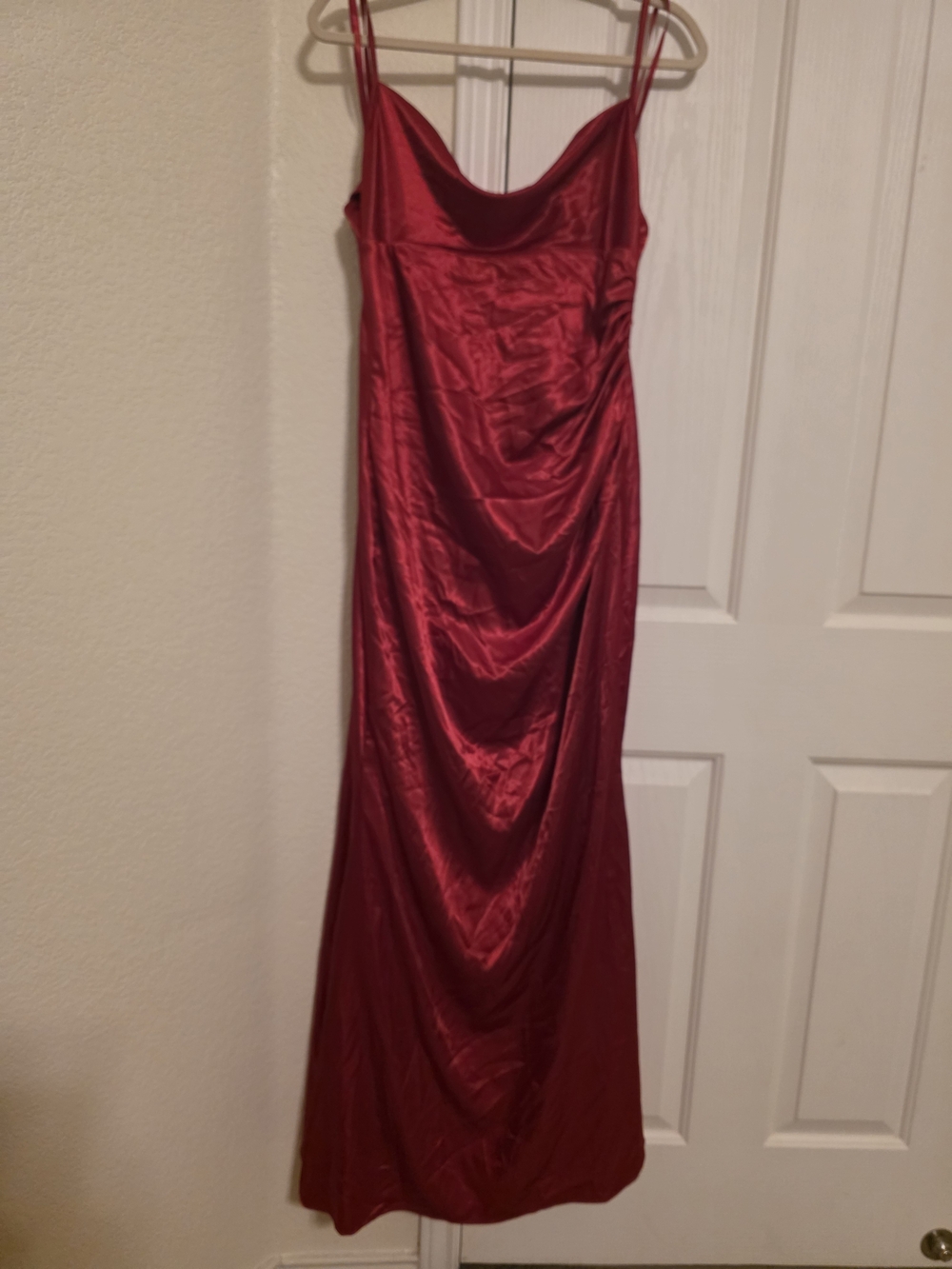 NWT Jump Apparel Red Satin Cowl Neck Gown - Size 11/12 Prom Formal Dress